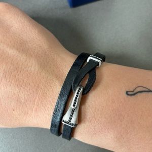Mens Swarovski leather  bracelet